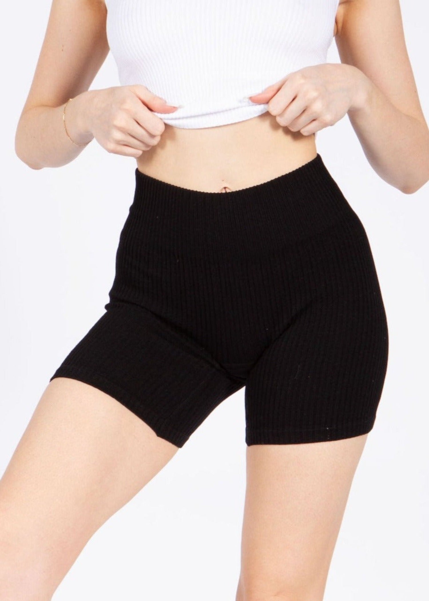 Noho Textured Biker Shorts Black