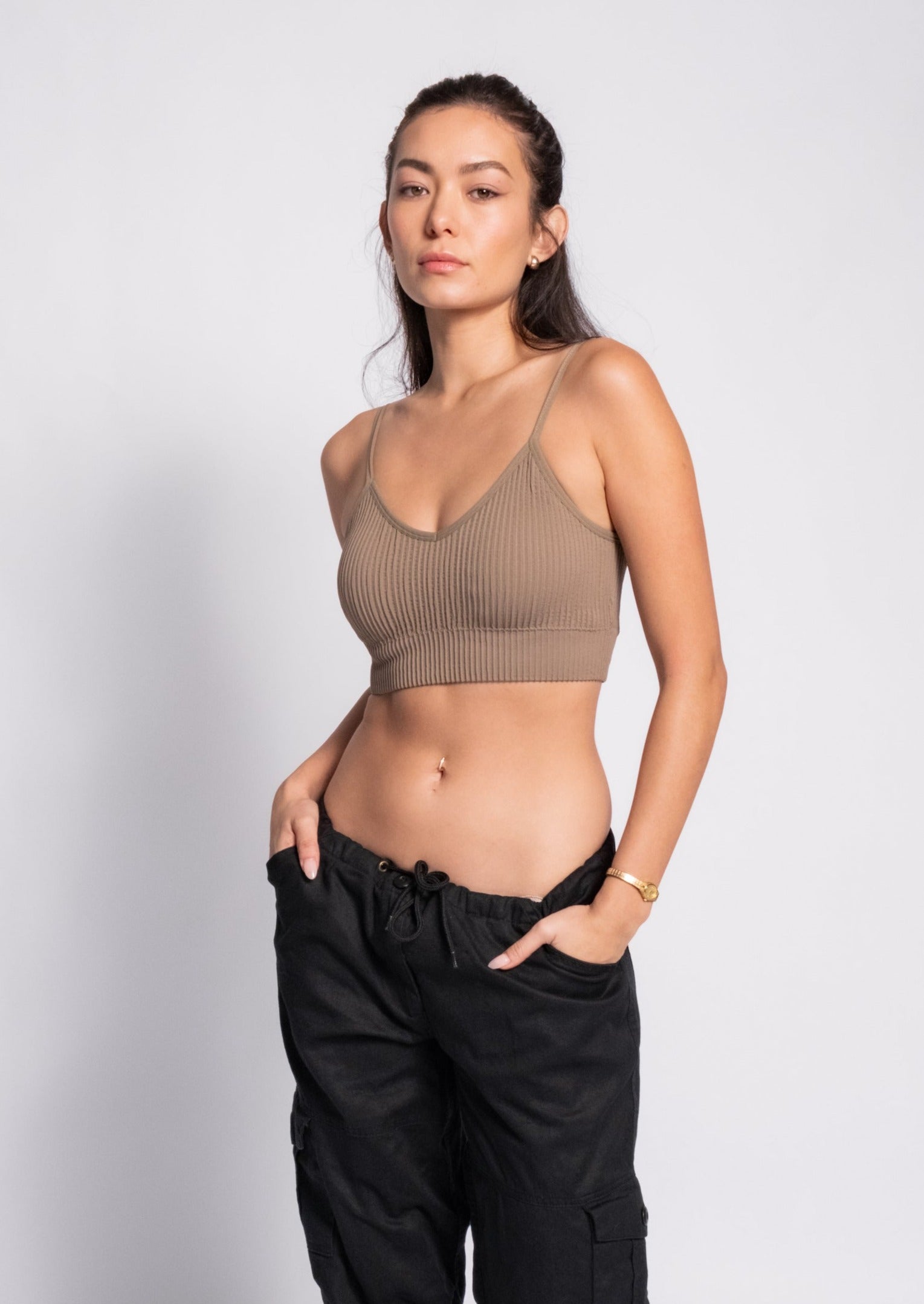 Noho Open Back Textured Crop Cinder