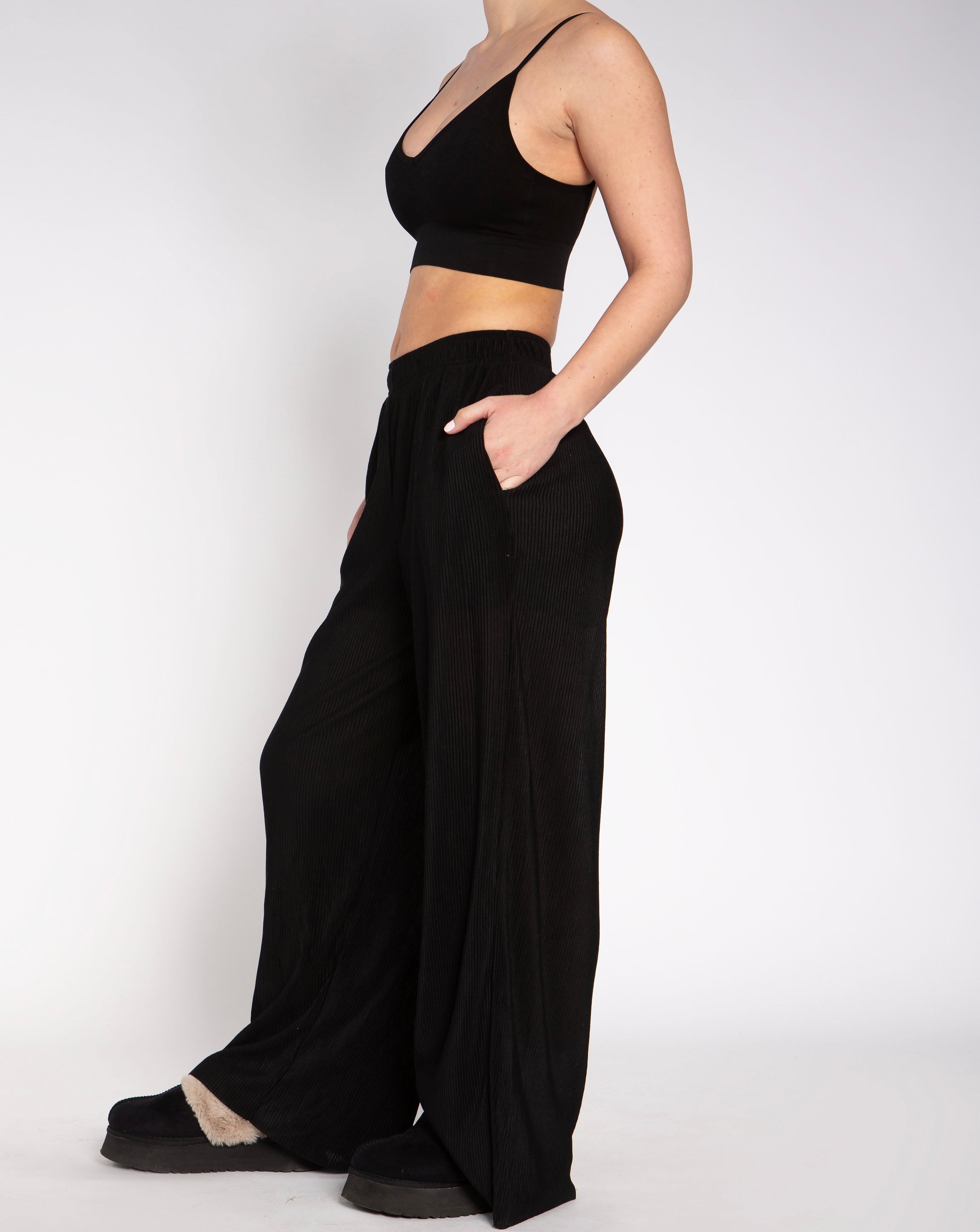 Rialto Ribbed Wide Leg Plisse Pant