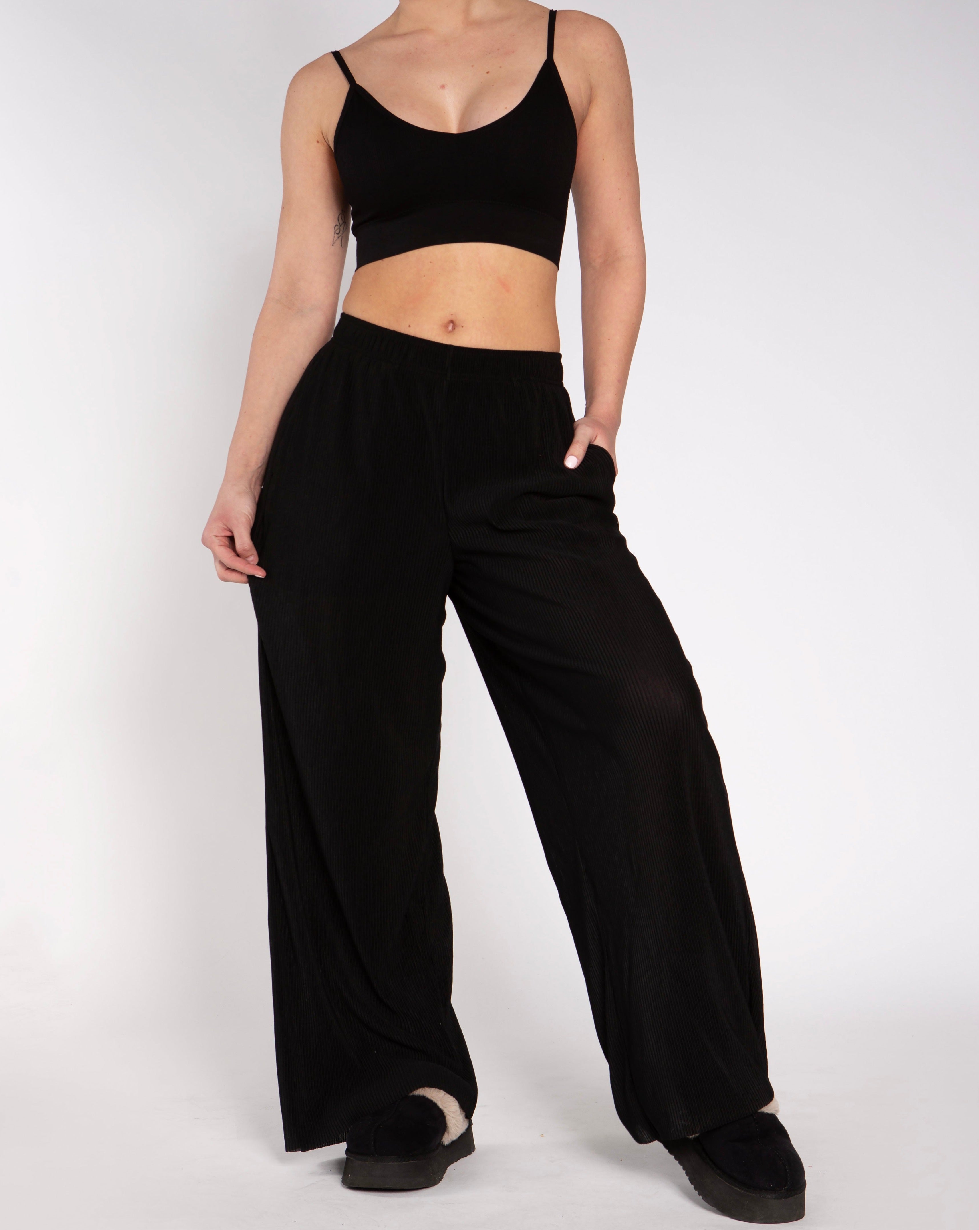 Rialto Ribbed Wide Leg Plisse Pant