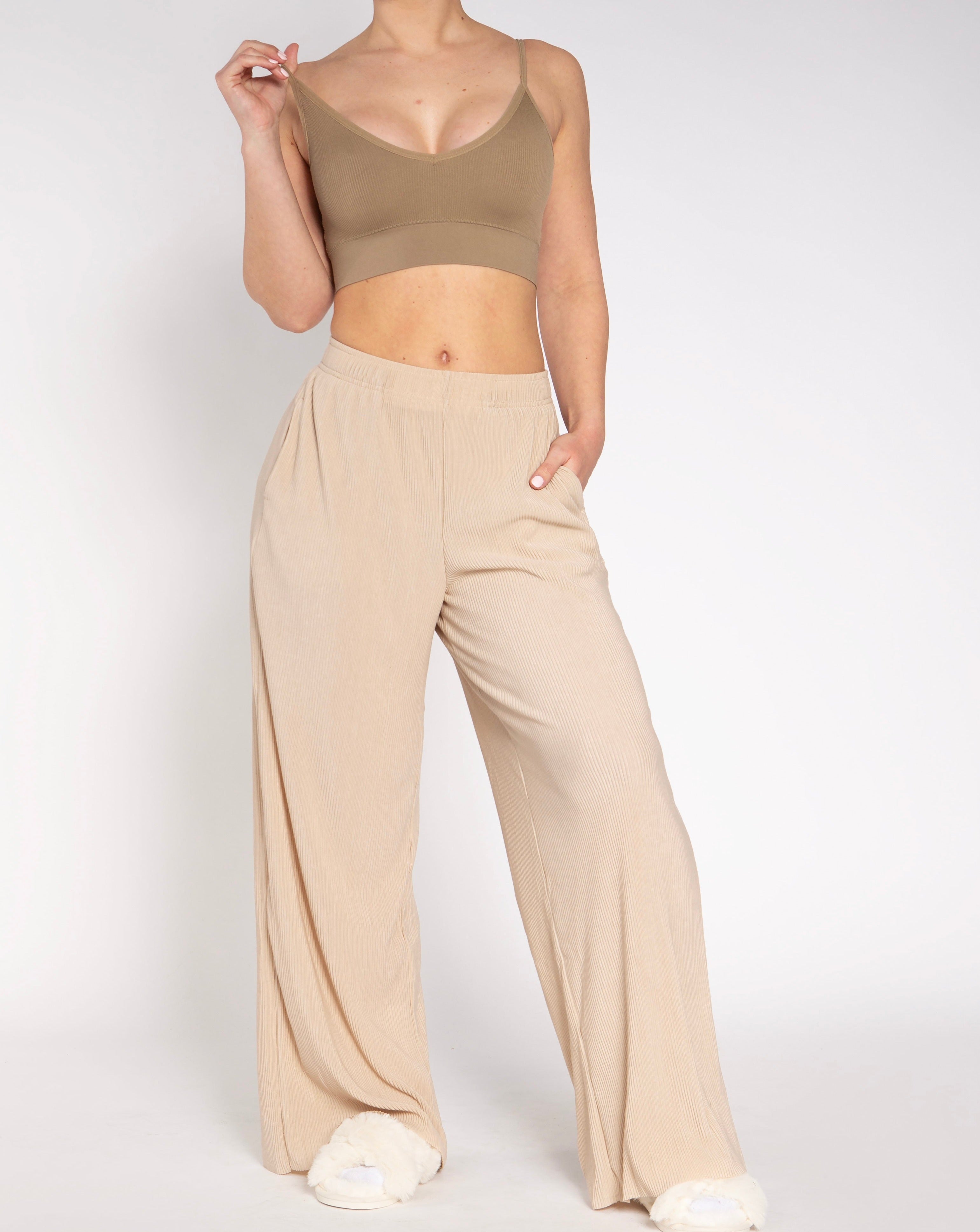 Rialto Ribbed Wide Leg Plisse Pant