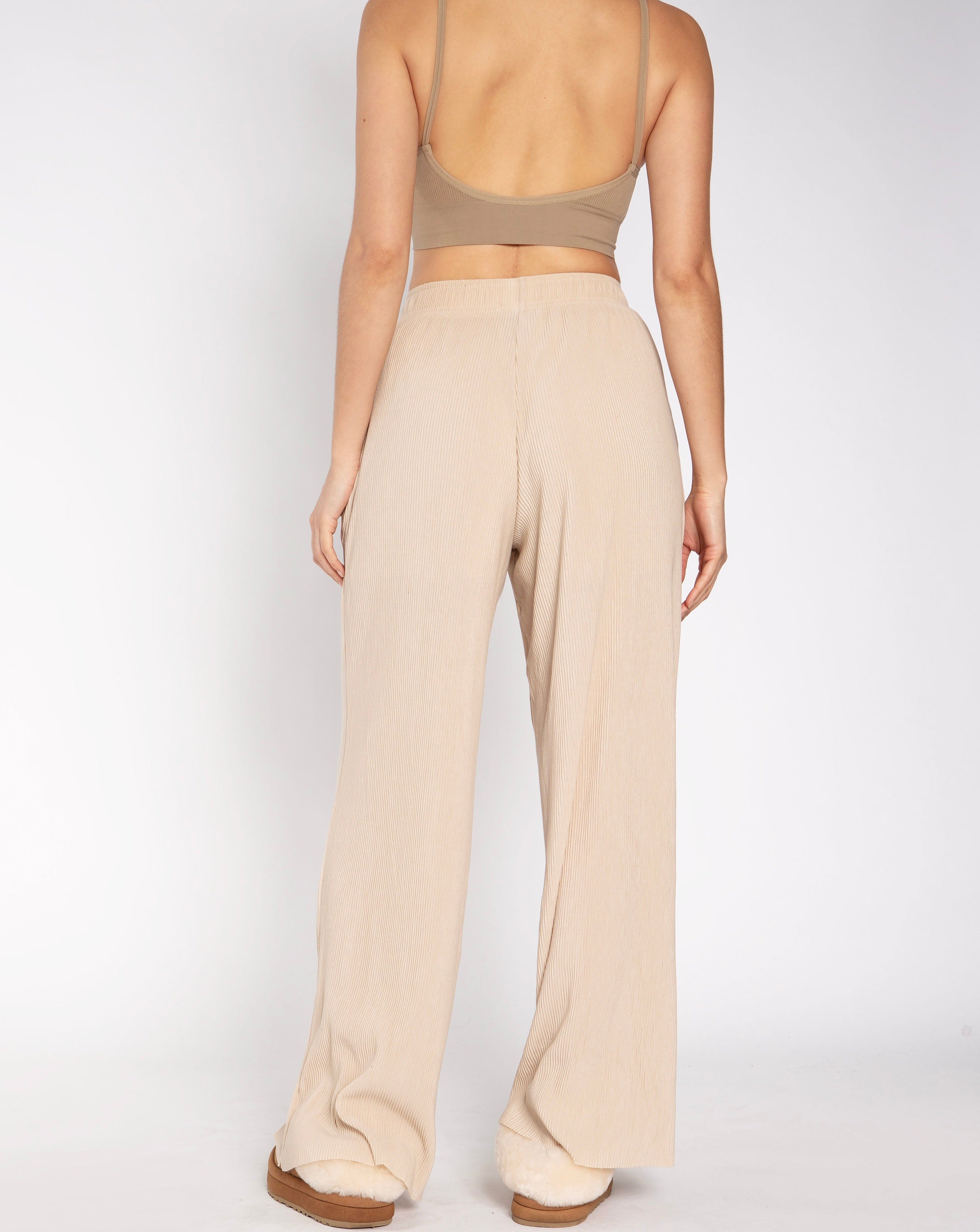 Rialto Ribbed Wide Leg Plisse Pant