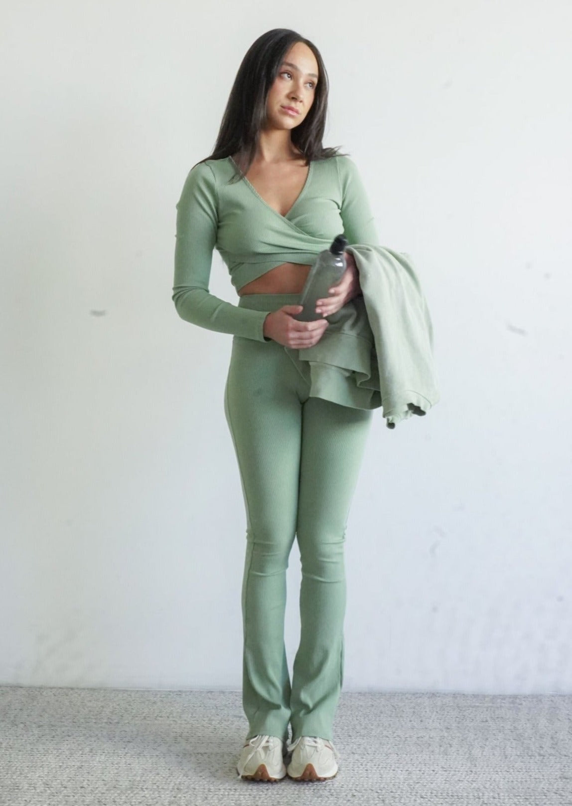 Laguna High Waisted Flare Pant Sage