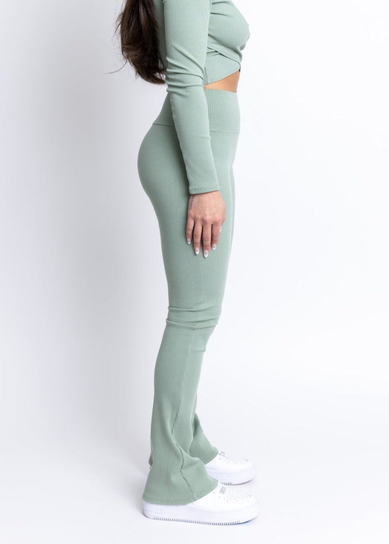 Laguna High Waisted Flare Pant Sage