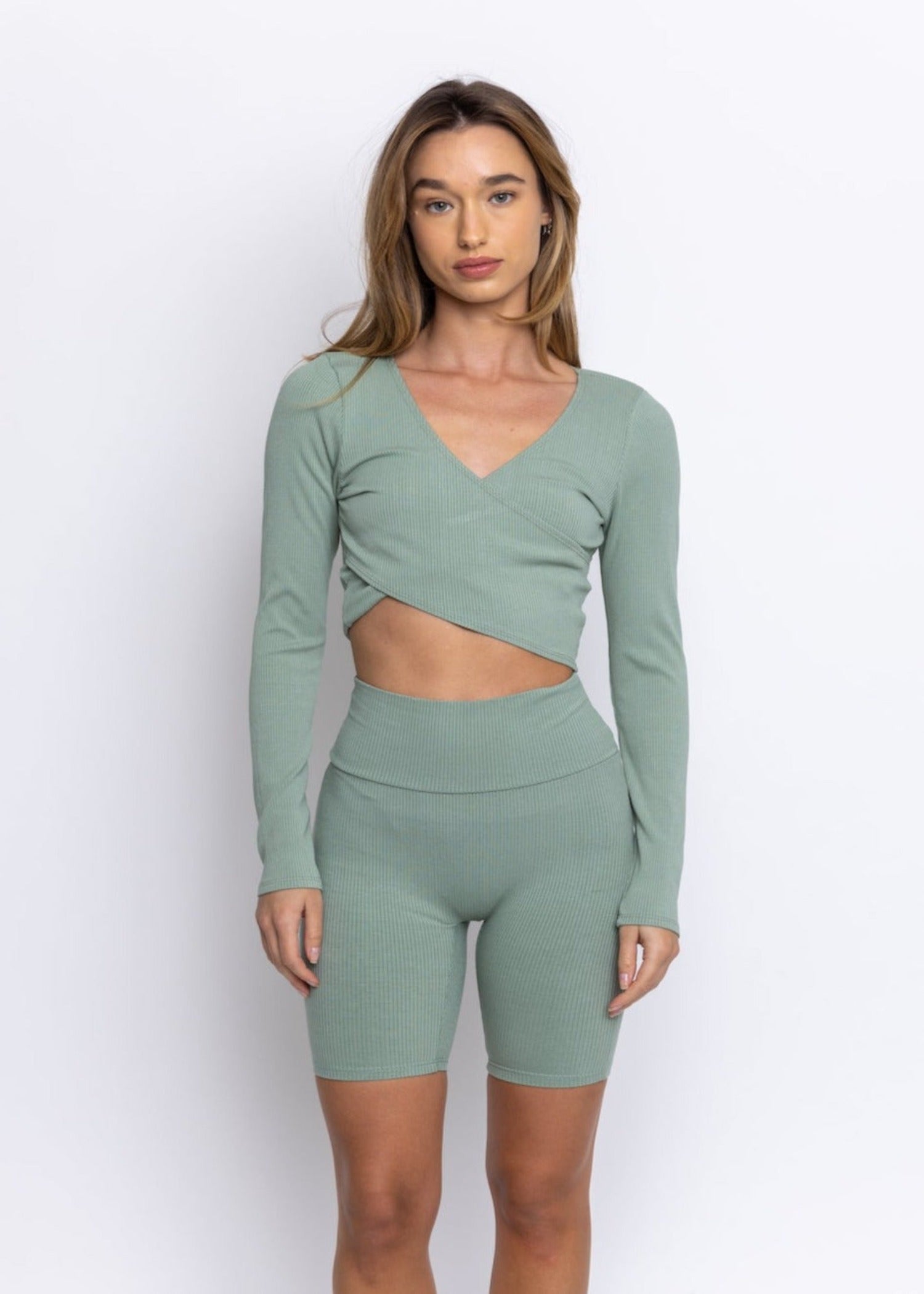 Laguna Long Sleeve Wrap Top Sage