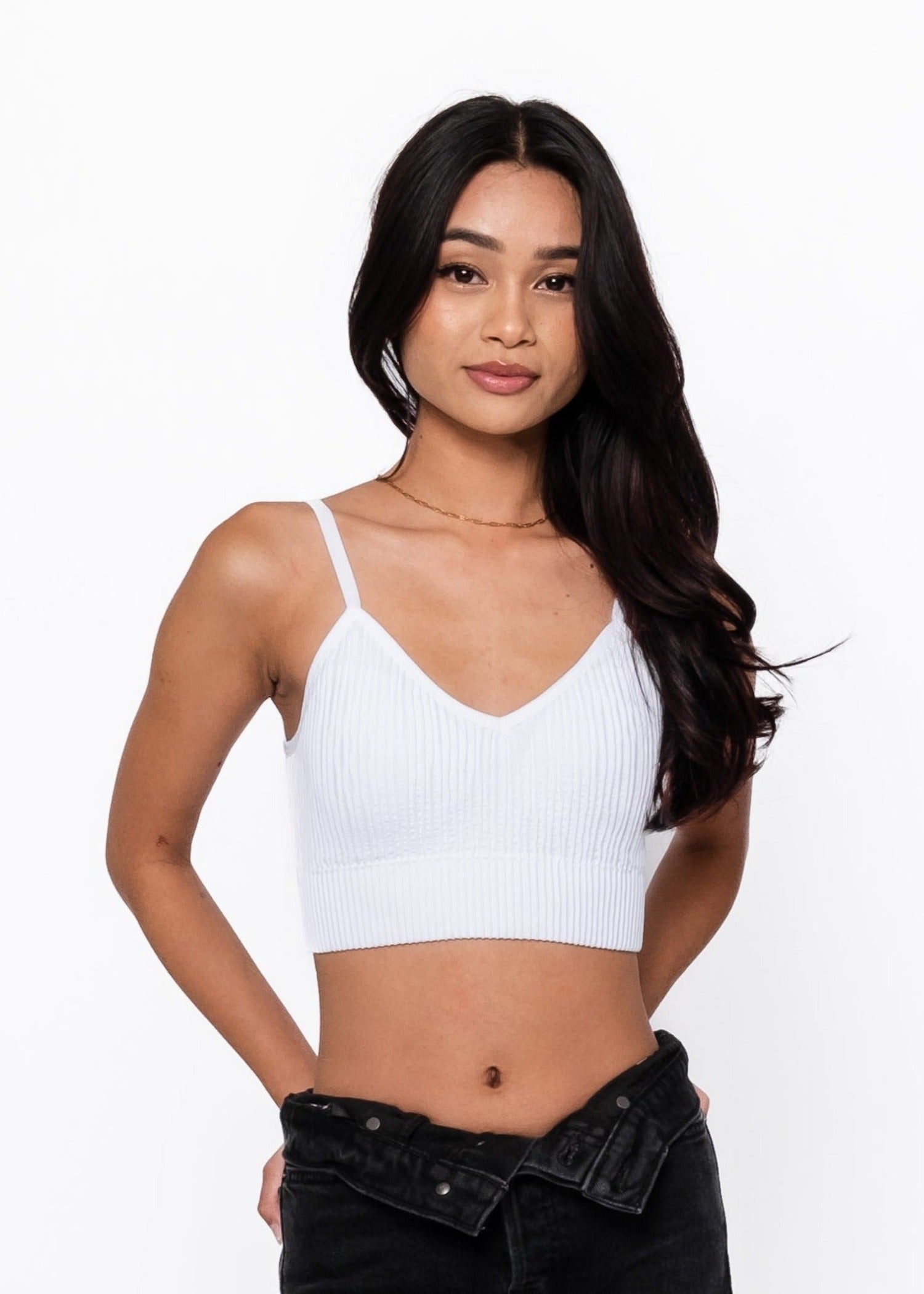 Noho Open Back Textured Crop White