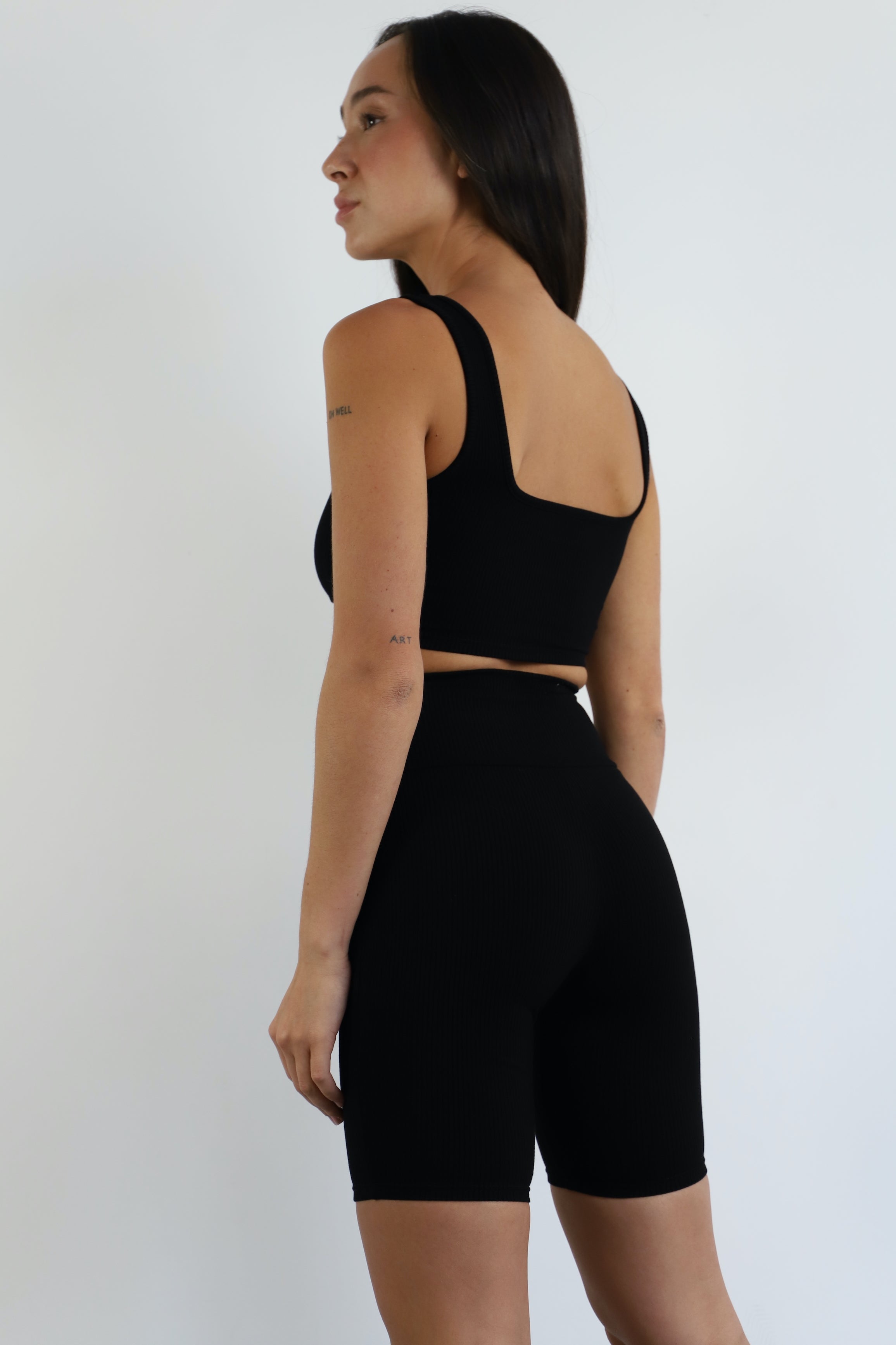 Mid City Ribbed Square Neck Crop Top Black