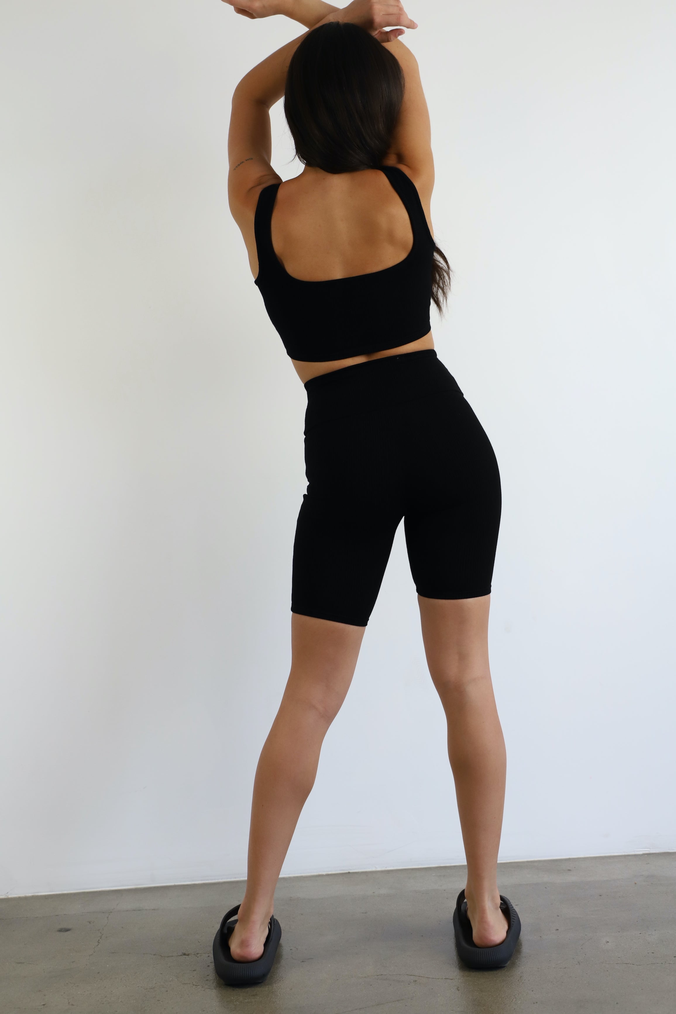 Mid City Ribbed Square Neck Crop Top Black